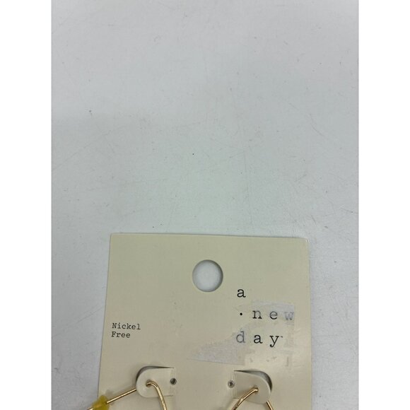 A New Day Pearl Hoop Earrings 1.5in Gold Tone Nickel Free - Picture 2 of 5